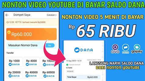 Nonton Video Youtube Di Bayar Dana Gratis Apk Penghasil Saldo Dana