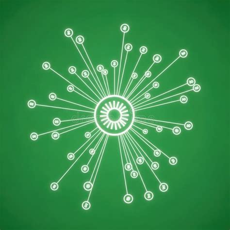Digital Network Visualization Of Connected Nodes On Green Background