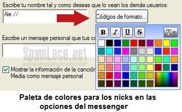 Colores para el nick del messenger