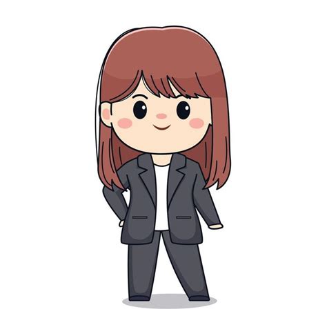 Linda Empresaria Con Traje Formal Kawaii Chibi Character Design Chibi