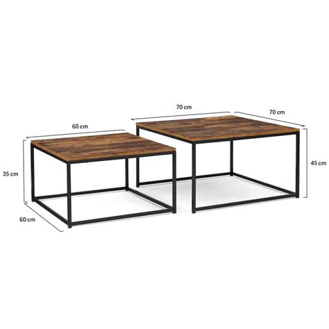 Tables Basses Carr Es Gigognes Industrielles Bois Fonc Dayton Id