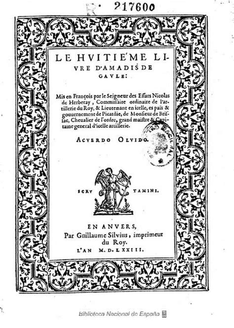 Le Huiti Me Livre D Amadis De Gaule Mis En Fran Ois Par Le