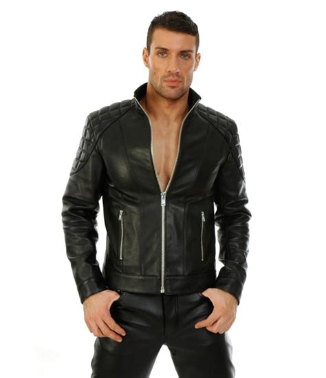 6446 Mens Quilted Leather Jacket