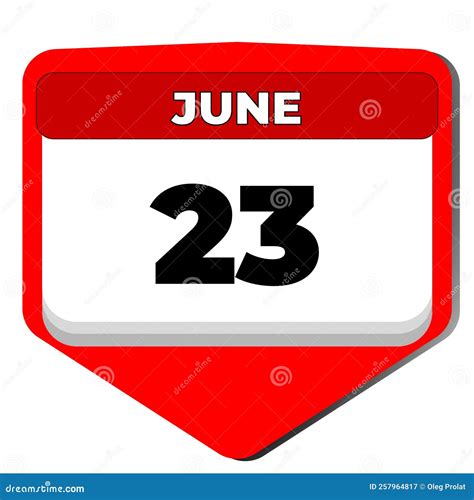 23 June Vector Icon Calendar Day 23 Date Of June Twenty Third Day Of