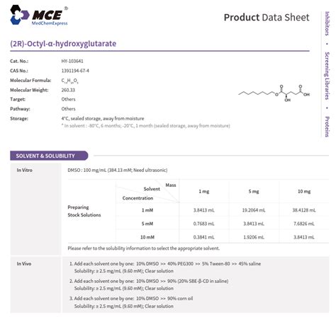 R Octyl Hydroxyglutarate Cas Mce Hy