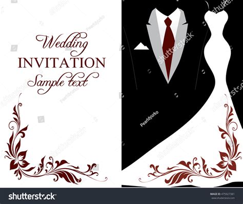 Elegant Black White Wedding Invitation Card Stock Illustration ...