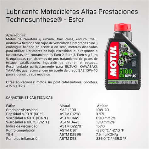 Motometa Detalles Aceite Para Motocicleta 4T 1L 10w40 5100