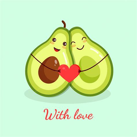 Premium Vector Cute Loving Couple Of Halves Of An Avocado Hugging And