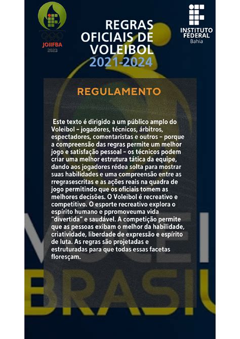 Regra Oficial Do Voleibol - Regra Oficial Do Voleibol - GITEDU