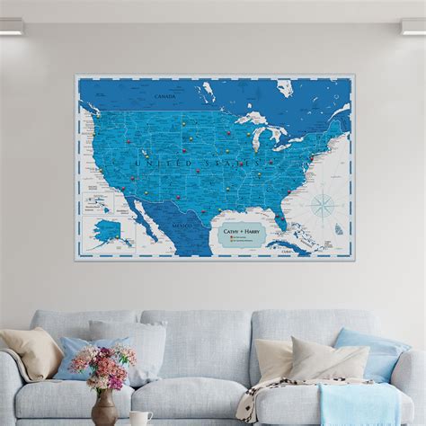 Pinnable USA Journey Map - Modern Blue / White – Sentigrams