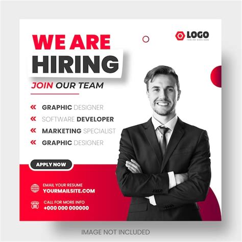 Premium Vector We Are Hiring Job Vacancy Social Media Post Banner Design Template With Red Color