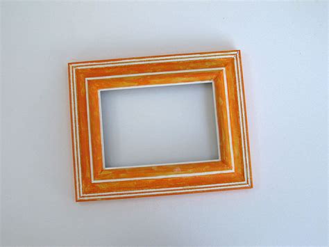 Distressed Orange Frame 5x7 Orange With White Solid Wood Etsy Wood