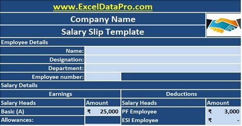 Download Corporate Salary Slip Excel Template - ExcelDataPro