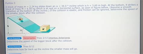 Solved Puntos 3 A Block Of Mass M224 Kg Slides Down An α340∘