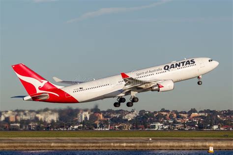 Qantas Airbus A330 Aircraft Taking Off From Sydney Airport Editorial Photography Image Of