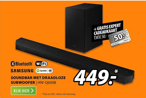 Samsung Soundbar Met Draadloze Subwoofer Hw Q600b Aanbieding Bij Expert 1folders Nl