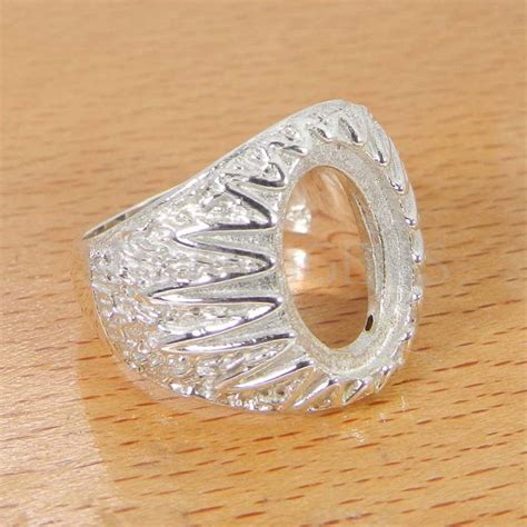 Sterling Solid Silver Ring Collet X Mm Oval Cab Etsy