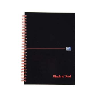 Oxford Black n Red140 pages ligné A Z Cahier à spirale Pochettes A5