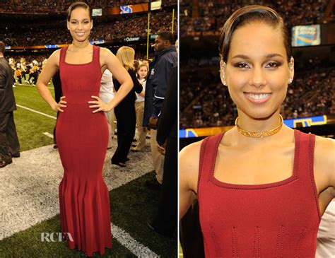 Alicia Keys In Azzedine Alaia - Super Bowl XLVII - Red Carpet Fashion ...