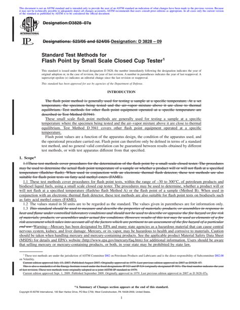 Astm D3828 09 Standard Test Methods For Flash Point By Small Scale