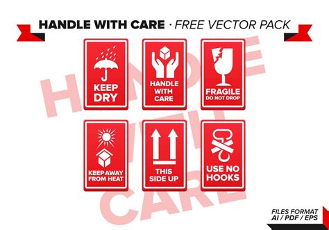 Handle With Care Free Vector Pack 100245 Vector Art At Vecteezy