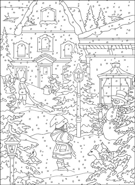 Winter Scene Coloring Coloring Pages