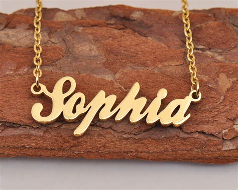 Sophia Custom Name Necklace Personalized Name Plate Necklace - Etsy