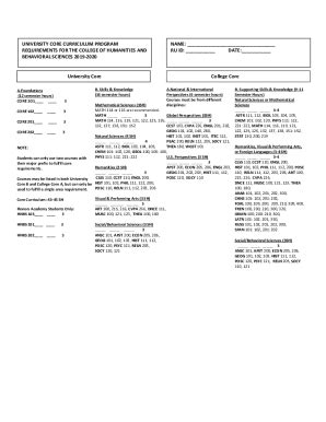 Fillable Online Radford Educontentdamuniversity Core Curriculum