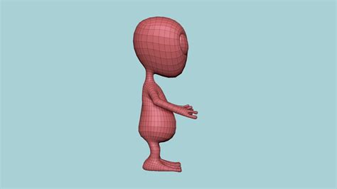 3d Model Cute Alien A09 Pink Black Simple Character Design Vr Ar Low Poly Cgtrader