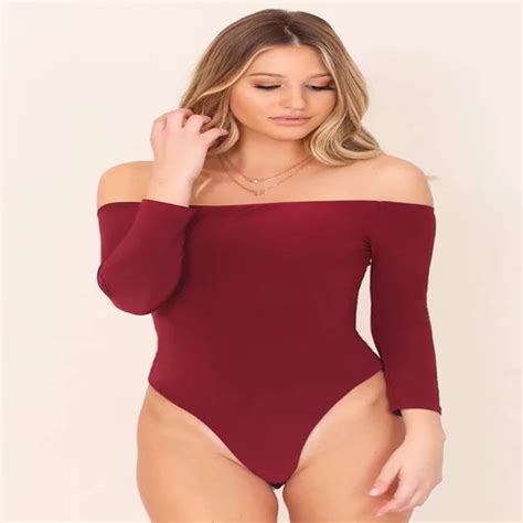 Sexy Slash Neck Off Shoulder Bodysuit Women Skinny Body Suit Leotard