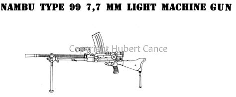 Nambu Type 99 77 Mm Light Machine Gun Original Art By Hubert Cance