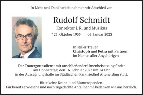 Traueranzeigen Von Rudolf Schmidt Trauer Merkur De