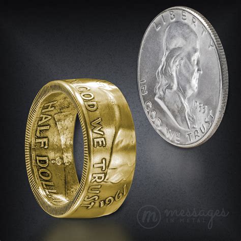 Ben Franklin Gold Plated Half Dollar Handcrafted Ring Half Dollar Custom Coin Rings Rings Made