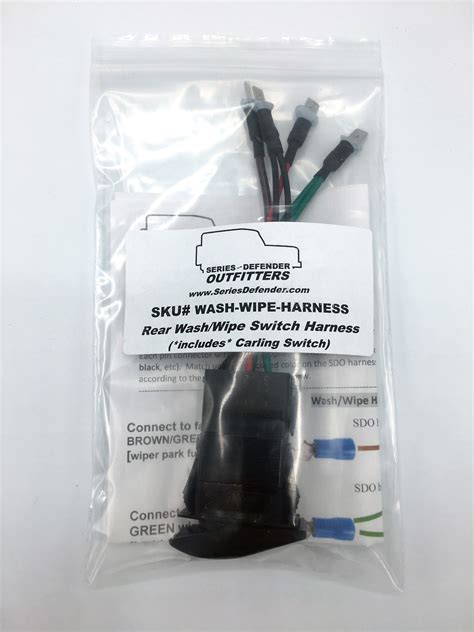 Defender Rear Wash Wipe Switch Wiring Harness Includes Carling Swit