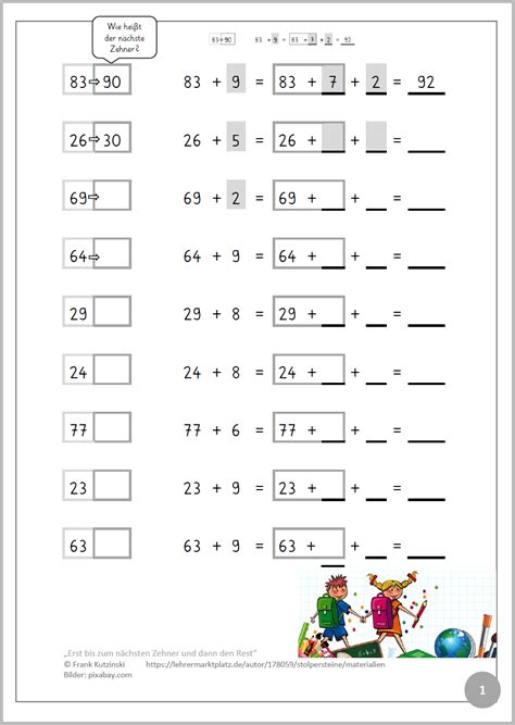 Schrittweise Addition Im Zahlenraum Bis 100 Vom Typ ZE E Zehner Einer