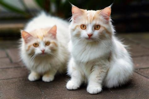 Premium Vector Two White Cats Sit Side By Side One Of Which Is White