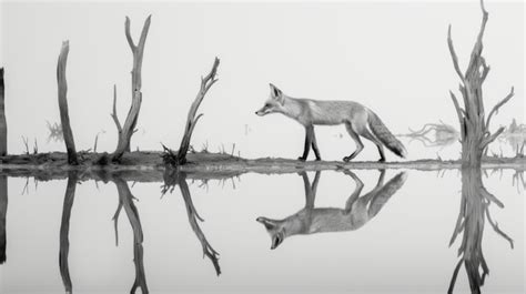 Free Photo | Black and white view of wild fox in its natural habitat