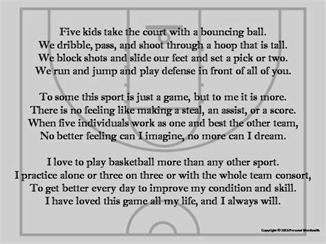 Basketball Team Poetry Print, Digital Basketball Poem Photo ...