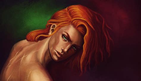 Green Eyes Redhead Looking At Viewer Artwork Fantasy Art Kvothe