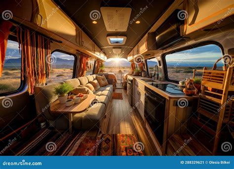 Cozy Interior of Cute Spacious Rv. Motorized Recreational Vehicle Stock Illustration ...