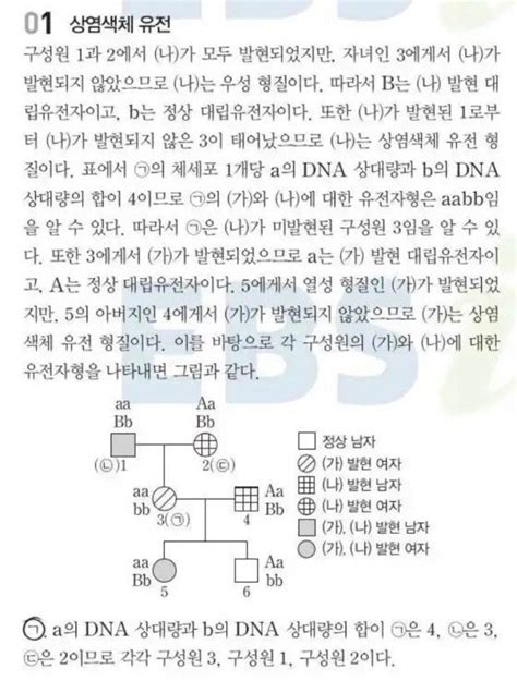 급함 생명과학1 성염색체 유전 문제 지식in