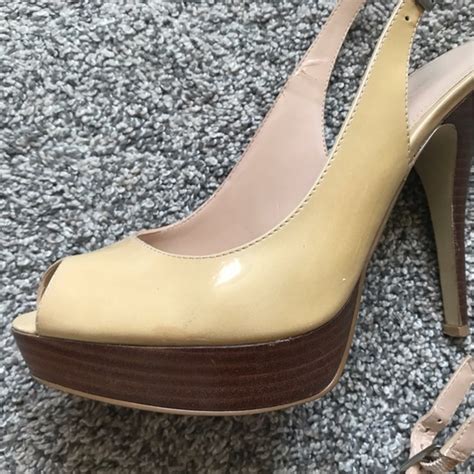 Enzo Angiolini Shoes Nude Patent Leather Slingback Platform High