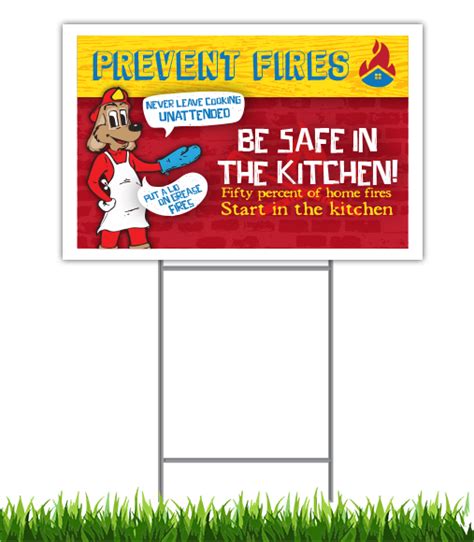 Cooking Safety Yard Signs: Prevent Kitchen Fires Lawn Sign