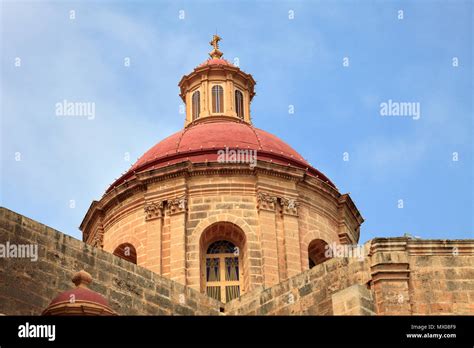 Summer view of the Parish Church of Mellieha town, Malta Stock Photo ...