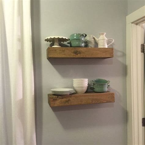 Set Of 2 Rustic Style Floating Shelves 22 Driftwood Finish