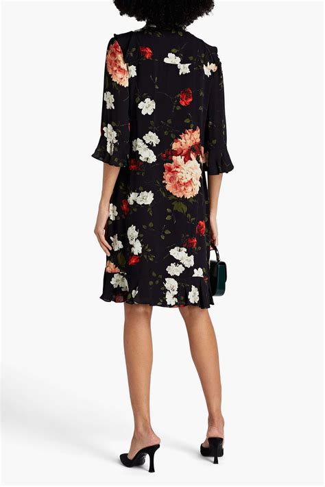 ERDEM Ruffled Floral Print Crepe Midi Shirt Dress THE OUTNET