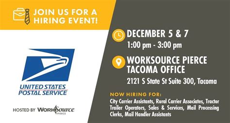 Usps Hiring Event Worksource Pierce Lakewood December 7 2023