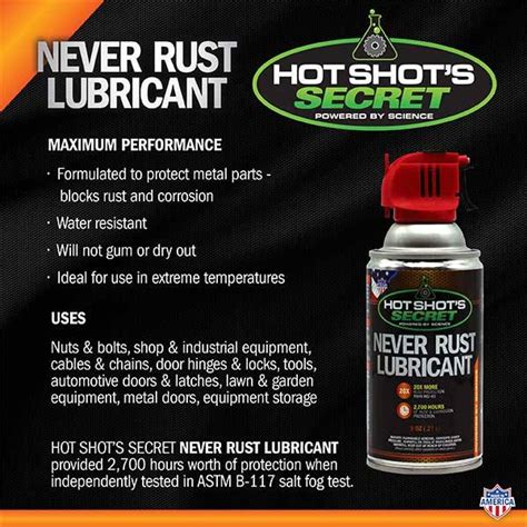 Hot Shot S Secret Never Rust Lubricant Spray Oz