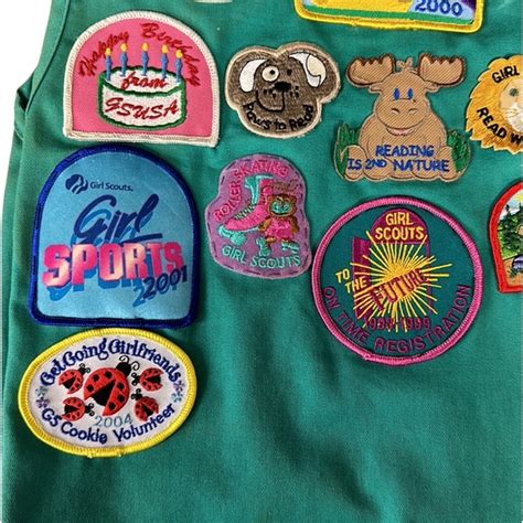 Girl Scouts Jackets And Coats Vintage Girl Scouts Official Green Uniform Jr Vest With Multiple