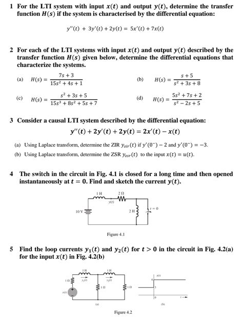 Solved 1 For The LTI System With Input X T And Output Y T Chegg